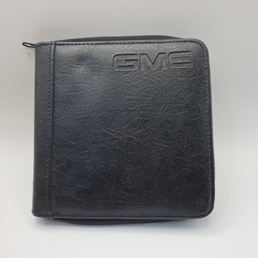 GMC Black Faux Leather Cd Case Zip Around  Folio with Pen
